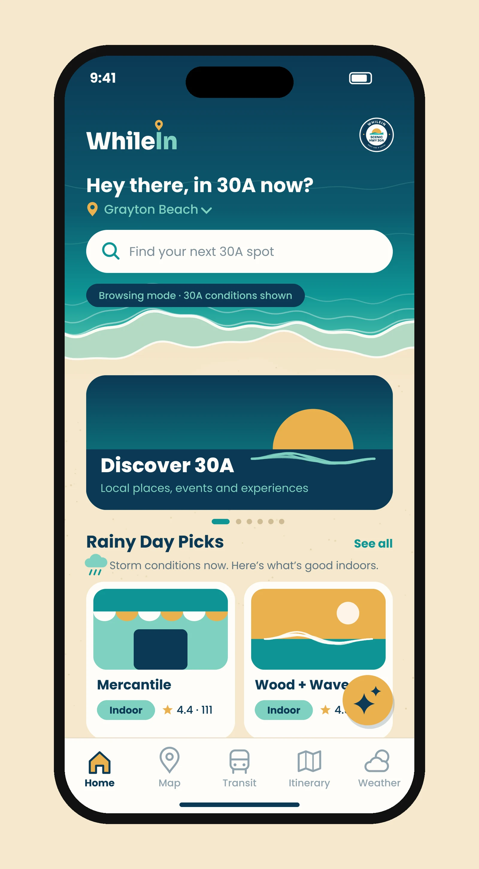 WhileIn Home screen on a phone